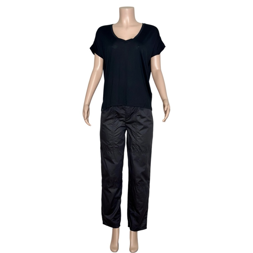 BAREFOOT DREAMS Malibu Collection Modal Boxy V-neck Tee, Black, Medium - Picture 8 of 9